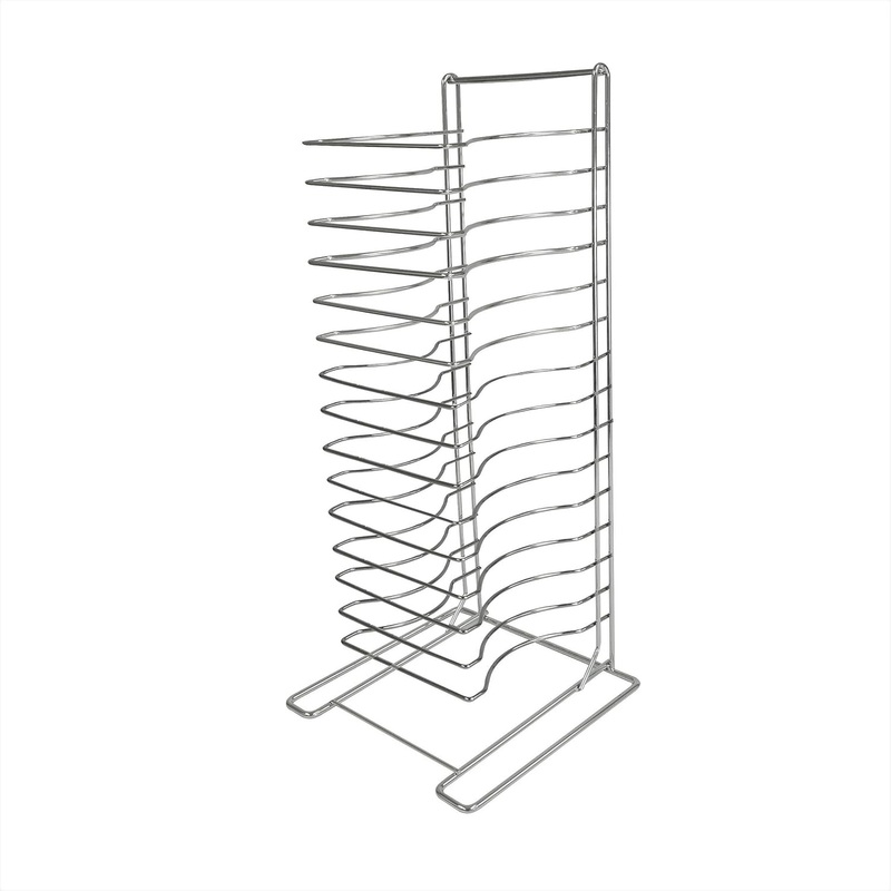 15 Tier Pizza Pan Rack Chrome Plated – Pizza Pan Rack Holder Safe Sturdy 15- Slot Pizza Pan Rack for Pizza Pan Pizza Trays Pizza Screens for Home Kitchen Restaurant Catering