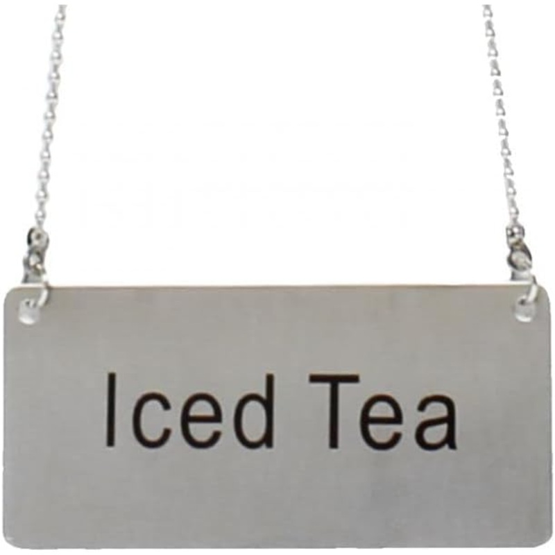 3-1/2″ x 1-2/3″ Chain Sign Stainless Steel with 13-1/8″ Chain Length- Beverage Sign Drinks Labels for Coffee Urns Beverage Dispensers Carafes for Party Restaurant Banquet