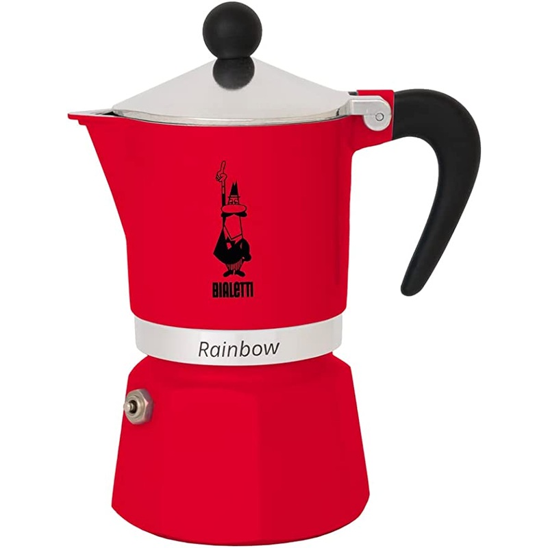 Bialetti Moka Express Rainbow Stovetop Espresso Maker 6 Cups – Red
