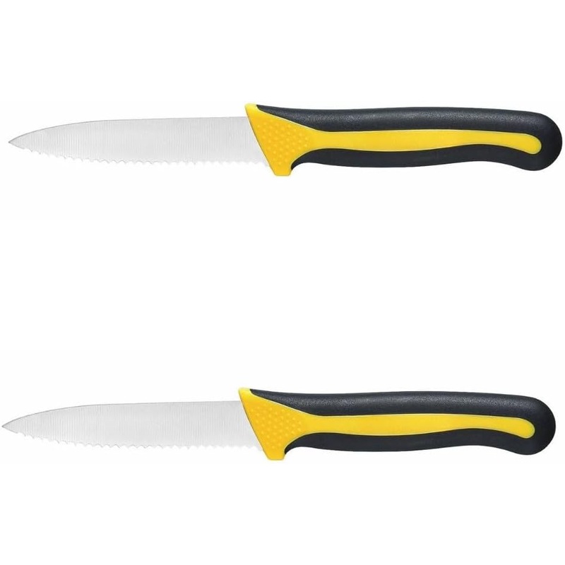 Blade Serrated Paring Knife German Steel with Soft-Grip Handles Set of 2- Fruit Knifes Razor Sharp Pairing Knives Kitchen Knives for Fruits Vegetables Home Kitchen Restaurants