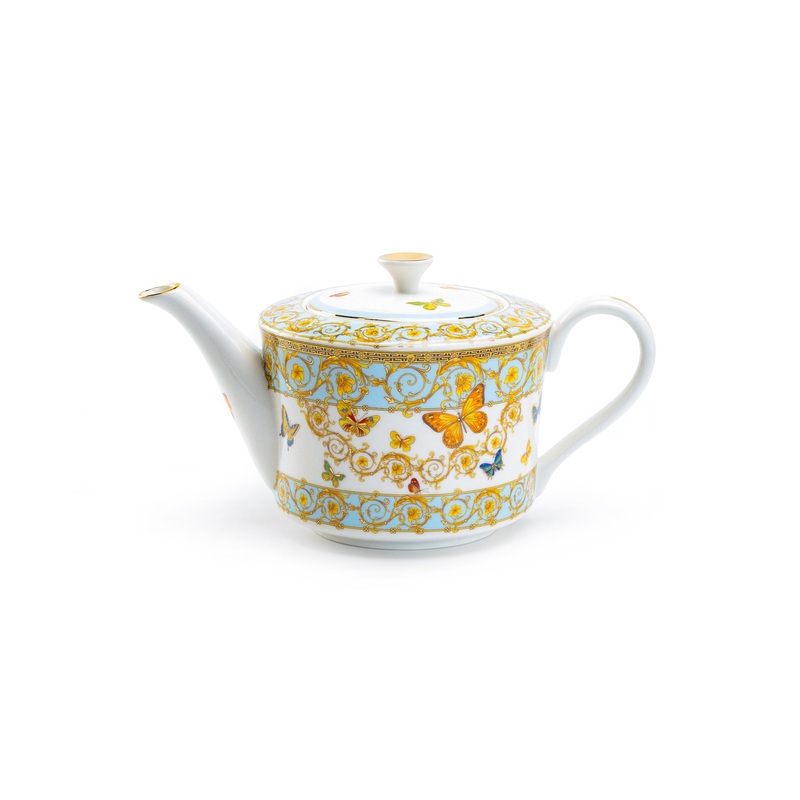 Butterflies with Blue Ornament Fine Porcelain Teapot