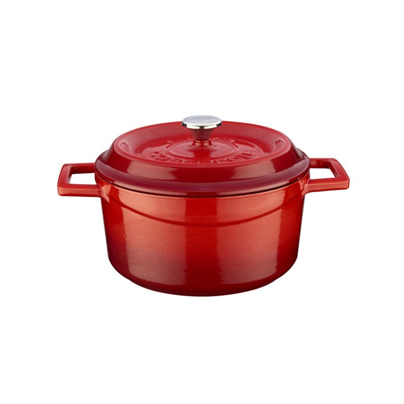 Cast Iron dia.7.75″ h:4″ 3 qt. Round Red Cast Iron Dutch Oven