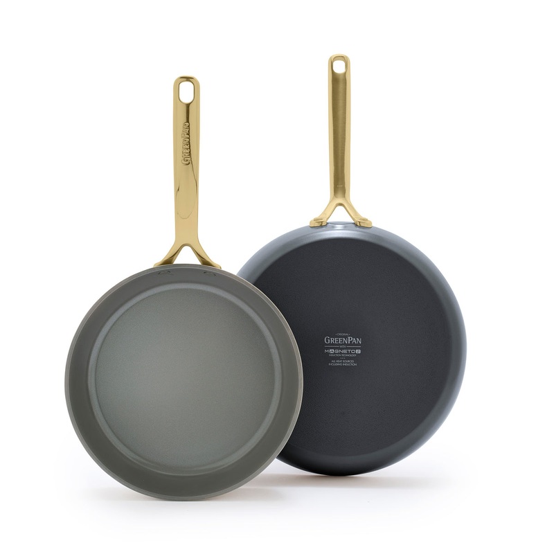 GP5 Colors Ceramic Nonstick 9.5″ and 11″ Frypan Set with Champagne Handles | Slate