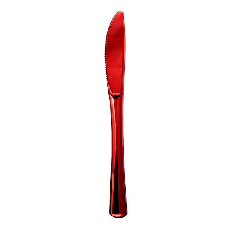 Shiny Metallic Red Plastic Knives