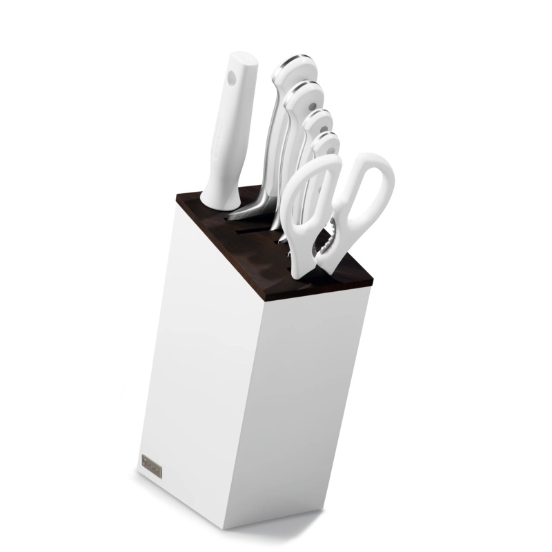 Wusthof Classic White –  7 Pc. Knife Block Set with Santoku Knife
