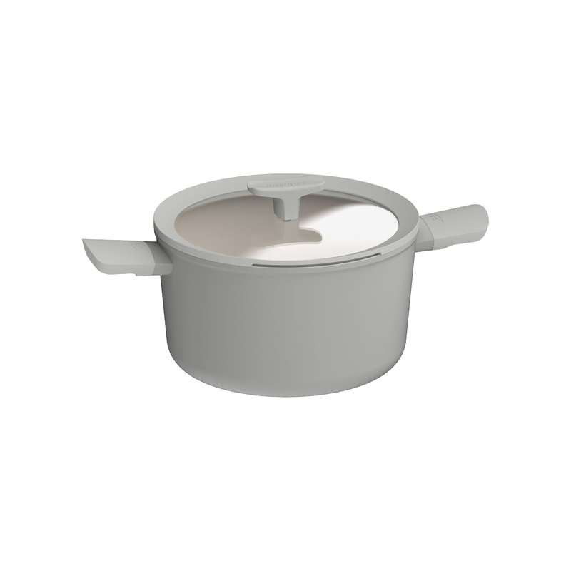 BergHOFF Balance Nonstick Ceramic Stockpot 10″, 5.8qt. With Glass Lid, Recycled Aluminum, Moonmist