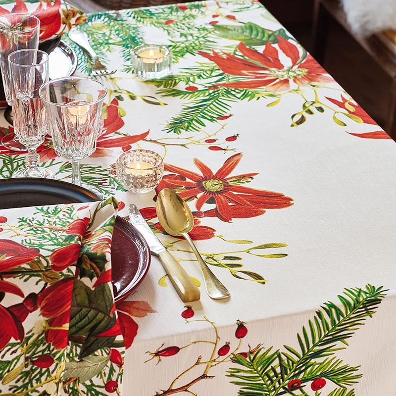 Garnier Thiebaut Poinsettia Vintage Tablecloth 61×102