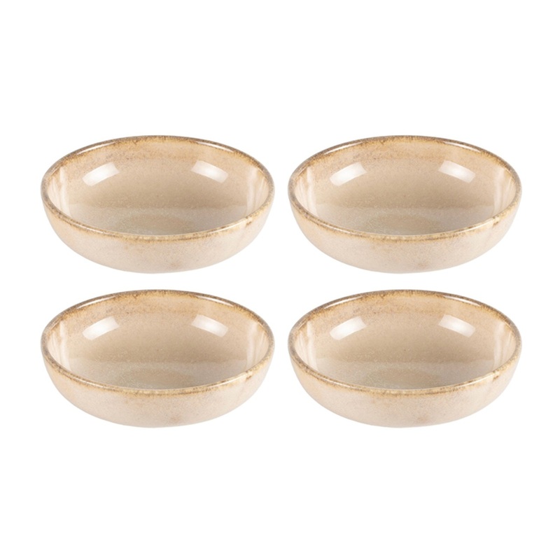 Sand dia.4″ h:0.75″ 4 oz. Round Beige Porcelain Bowl (Set of 4)