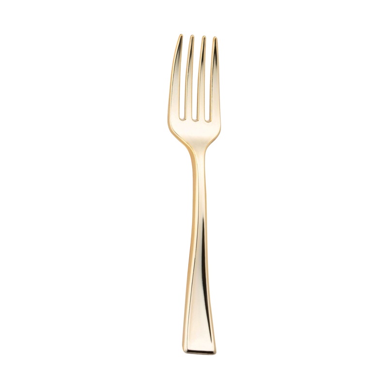 Shiny Metallic Gold Mini Plastic Disposable Tasting Forks
