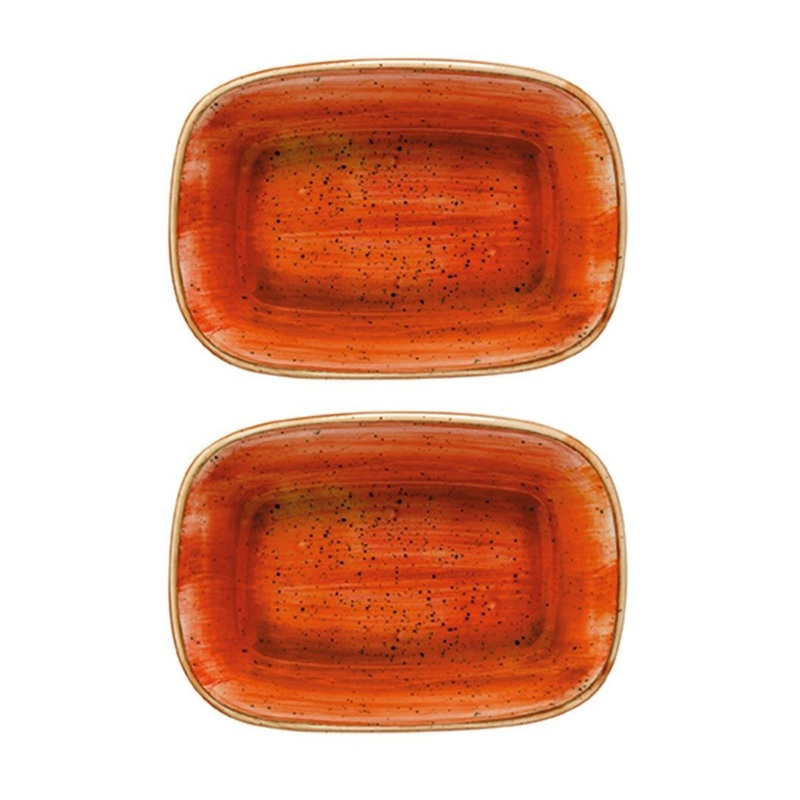 Terracota 5.5″ x 4″ x h:1.25″ 7 oz. Rectangular Terracotta Porcelain Deep Plate (Set of 2)