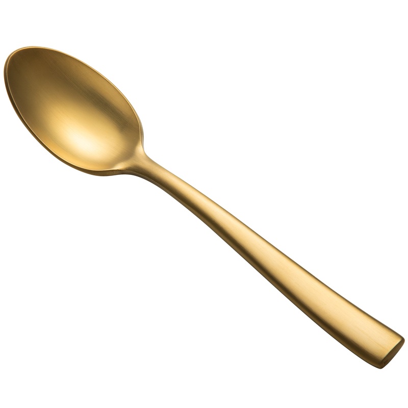 Bon Chef S3003G Manhattan 7 3/4″ 18/10 Extra Heavy Weight Gold Stainless Steel Soup / Dessert Spoon – 12/Pack