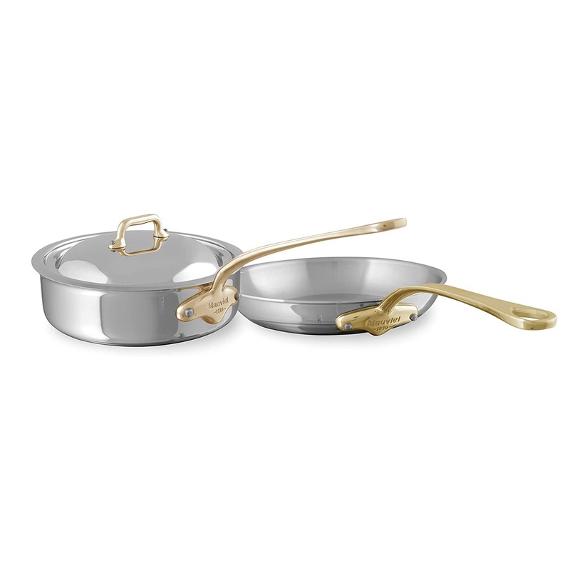 Mauviel M’COOK B 5-Ply Polished Stainless Steel Saute Pan With Lid 3.2-qt and Frying Pan 10.2-in Set