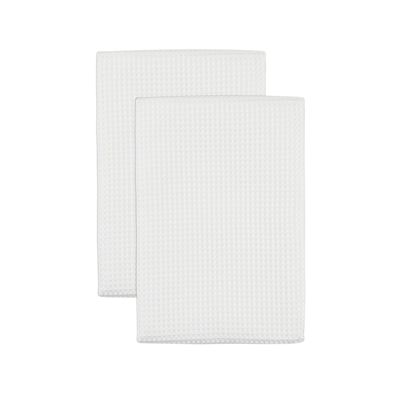 MU Kitchen White Waffle Weave Towels Set of 2