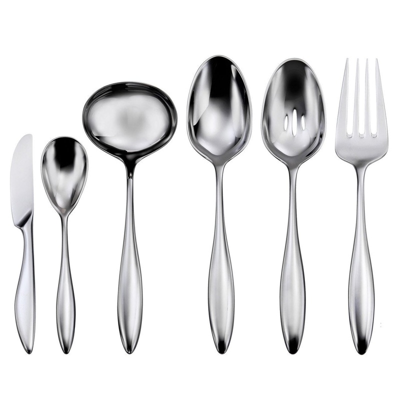Oneida Asteria 6 Piece Hostess & Serving Set – Heavy 18/10 Stainless Flatware – All glossy