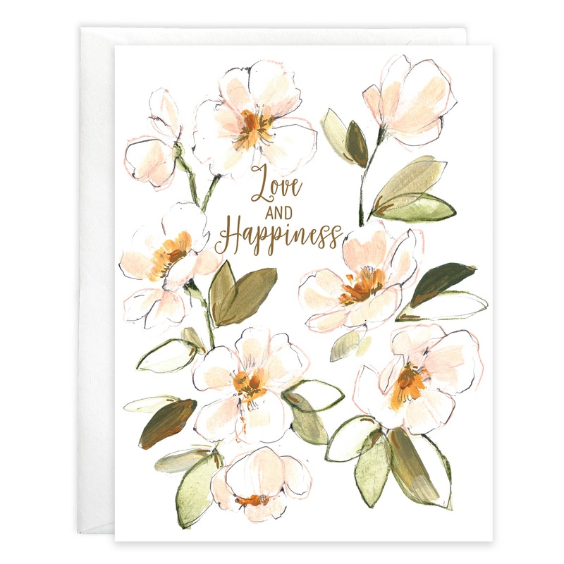 Wedding Greeting Card – Peach Flowers