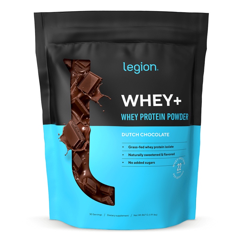Whey+ Protein Isolate Powder naturally sweetened and flavored by Legion Supplements