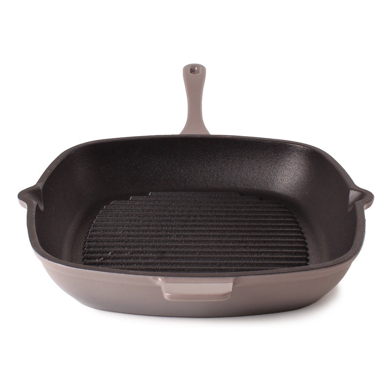 BergHOFF Neo Cast Iron Square Grill Pan 11″, Oyster