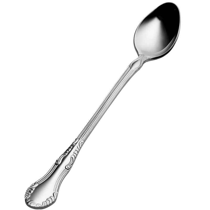 Bon Chef S2502 Elegant 7 11/16″ 18/10 Stainless Steel Extra Heavy Weight Iced Tea Spoon – 12/Pack