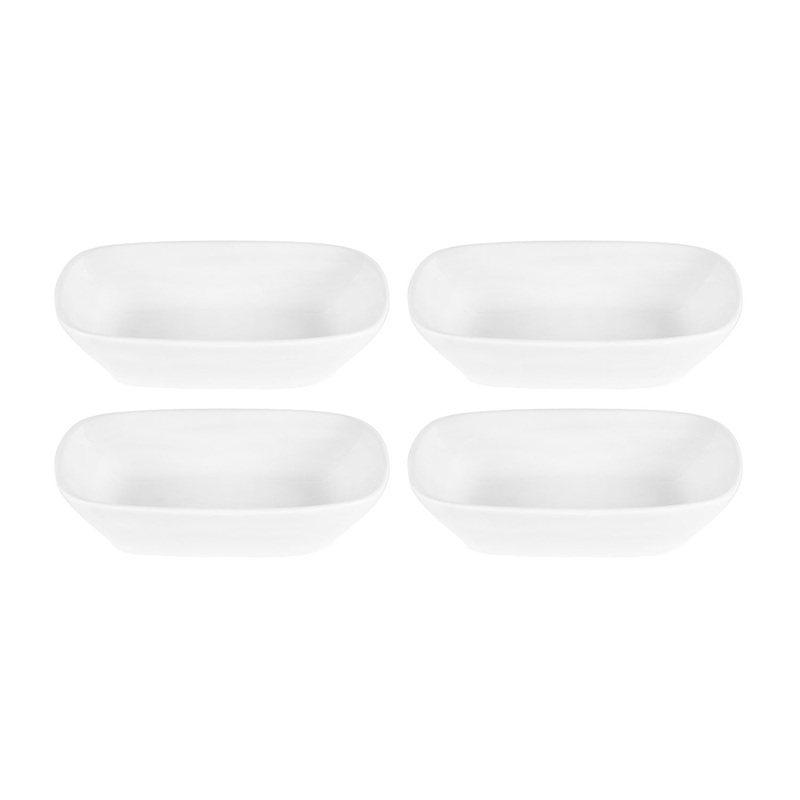 Porcelain Delta-Coupe 6.5″ x 4.75″ x h:1.5″ 12 oz. Rectangular White Porcelain Deep Plate (Set of 4)