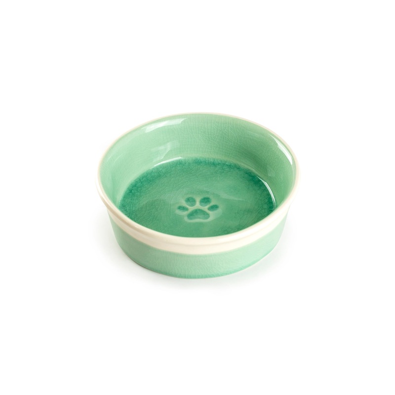 6.25″ Organic Green Reactive Glaze Heavy Weight Ceramic Pet Bowl
