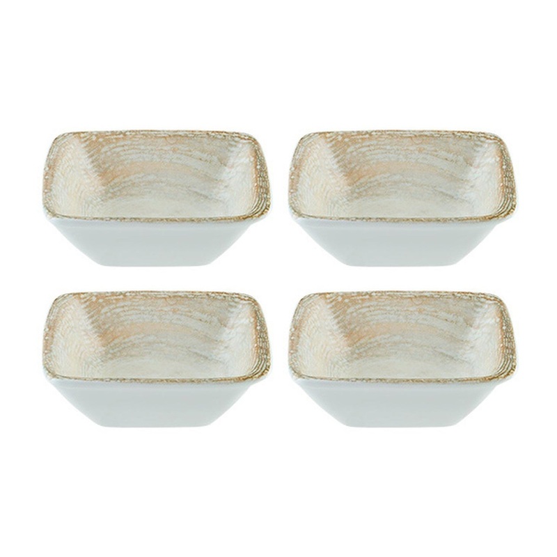 Patera 3.5″ x 3.5″ x h:1.25″ 1 oz. Square Decorated Porcelain Ramekin (Set of 4)