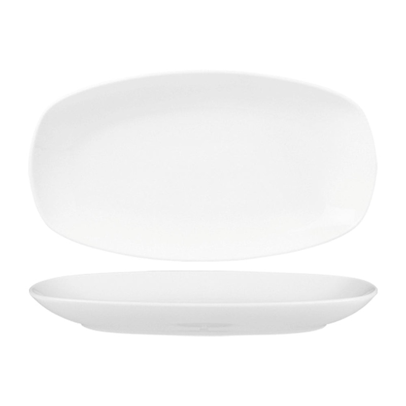 Porcelain Delta-Coupe 15.75″ x 9″ x h:1.75″ Oval White Porcelain Platter