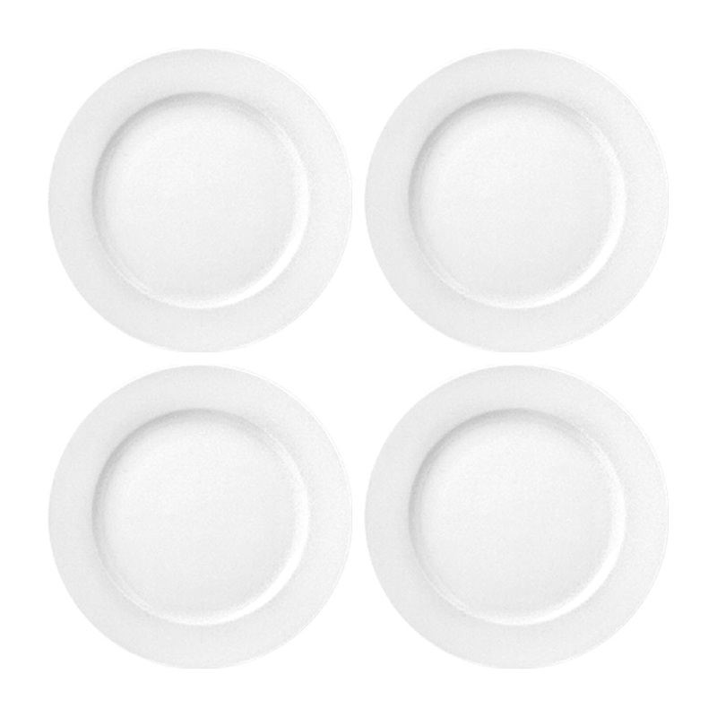 Porcelain Delta dia.10.5″ Round White Porcelain Plate (Set of 4)