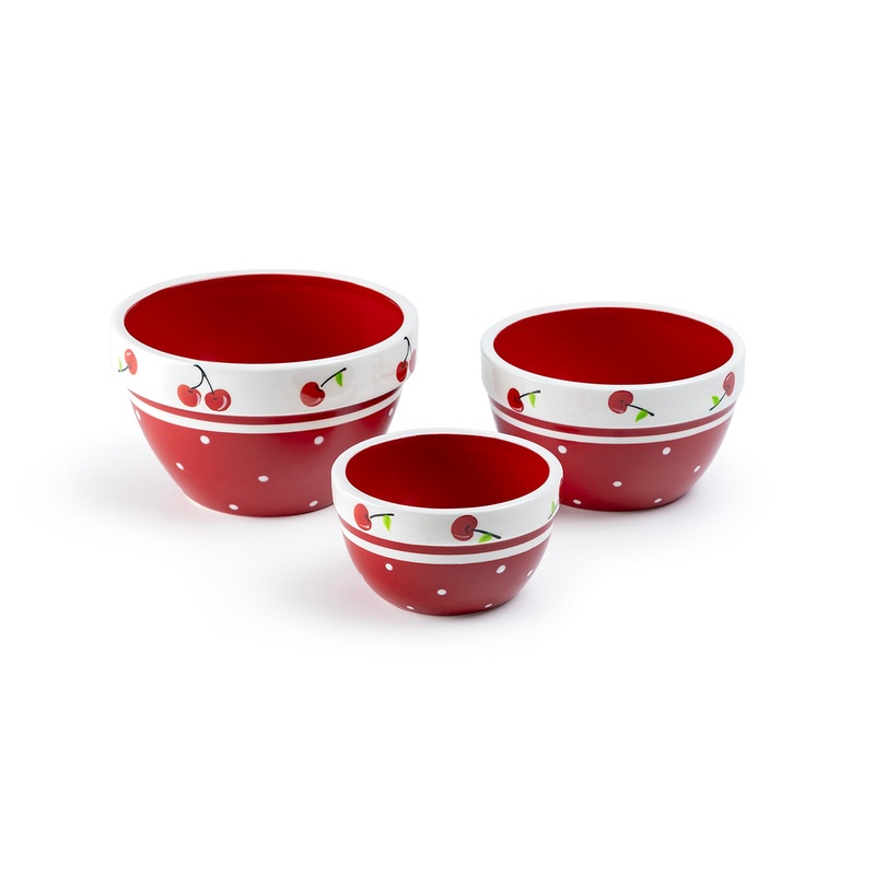 Red Cherry 3-Piece Bowl Set