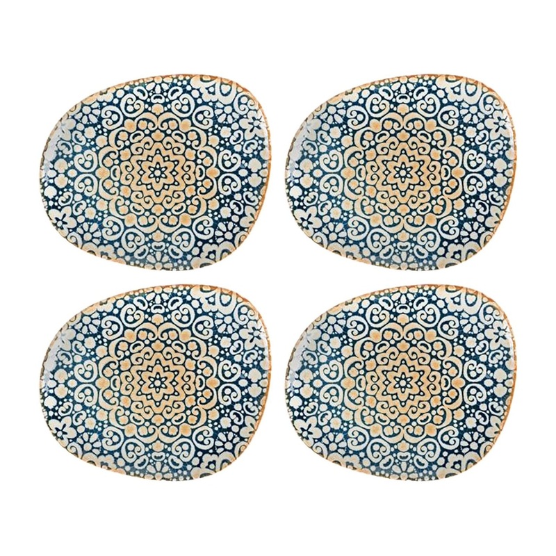 Alhambra 9.5″ x 7.5″ Organic Decorated Porcelain Plate (Set of 4)