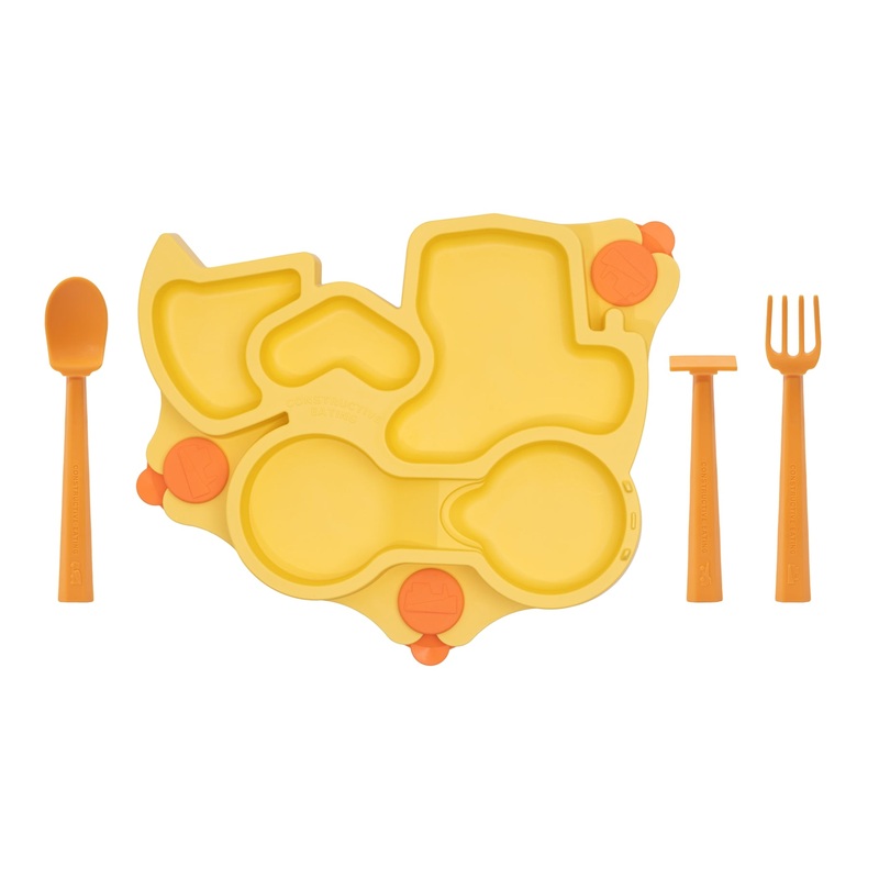 Constructive Eating Baby Truck Plate, Yellow