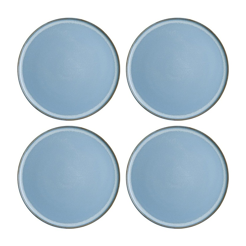 Sky dia.6.25″ Round Blue Porcelain Plate (Set of 4)