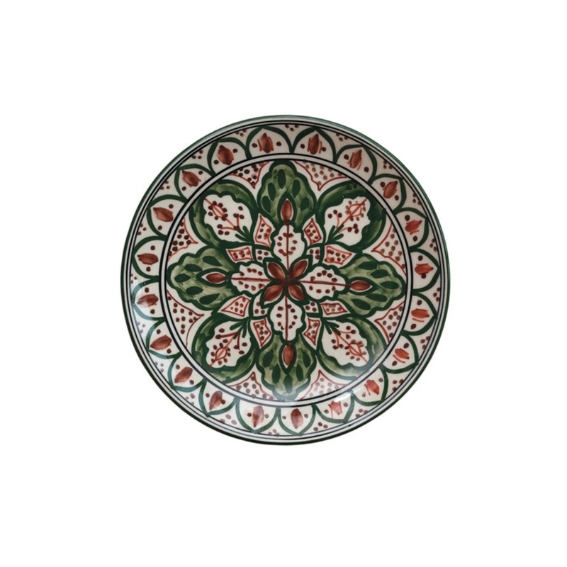 Stoneware Plate – Cream, Brown, Green