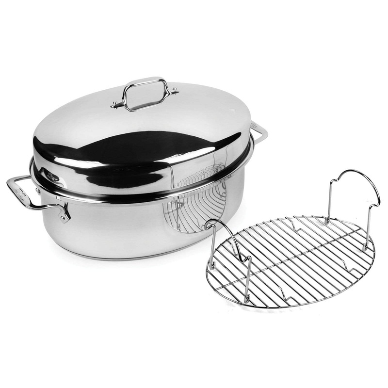 All-Clad Stainless Steel Covered Oval Roaster with Rack