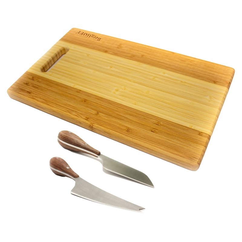 BergHOFF Aaron Probyn 3pc Cheese Knife and Bamboo Board with Handle Set, Two-Toned