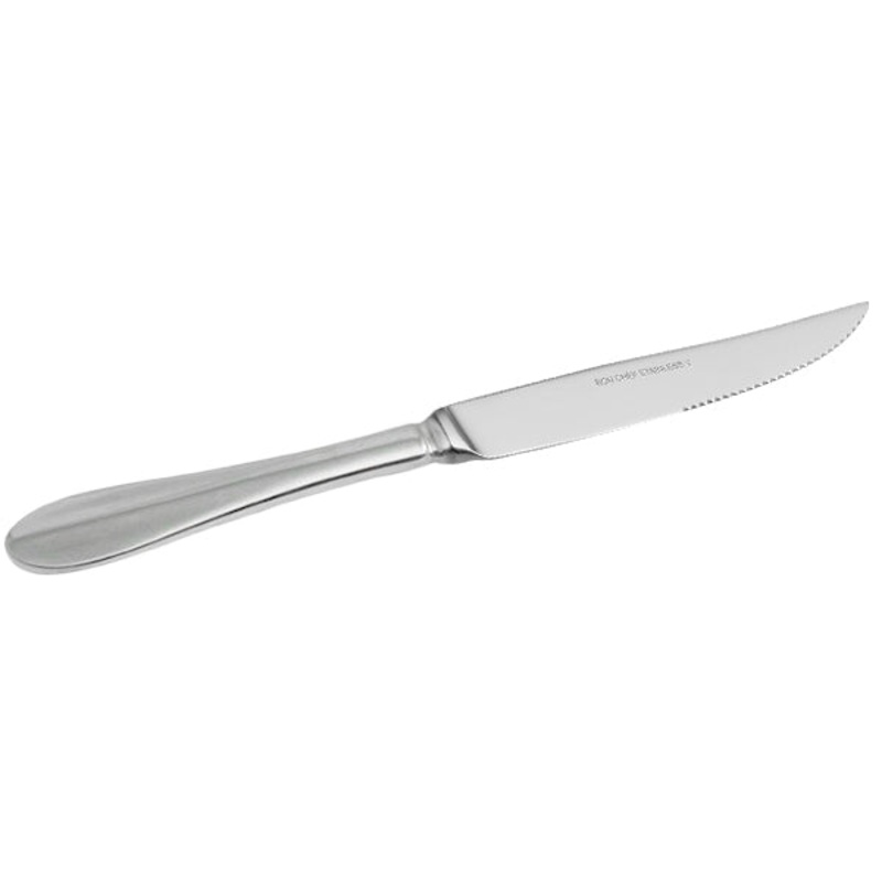 Bon Chef S115 Monroe 9 7/16″ 13/0 Stainless Steel Extra Heavy European Size Solid Handle Steak Knife – 12/Pack