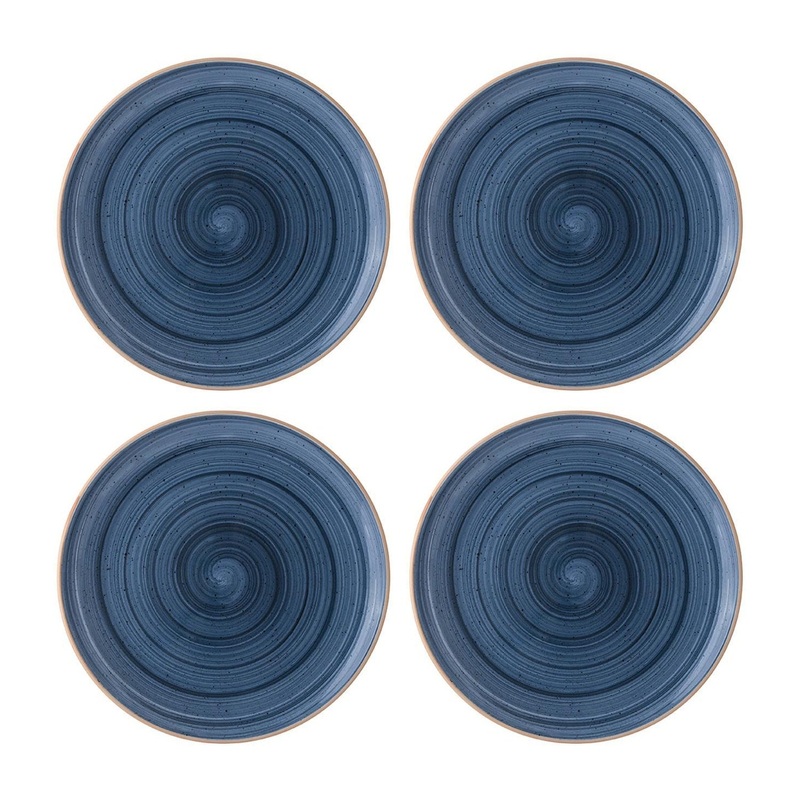 Dusk dia.10″ Round Blue Porcelain Plate (Set of 4)