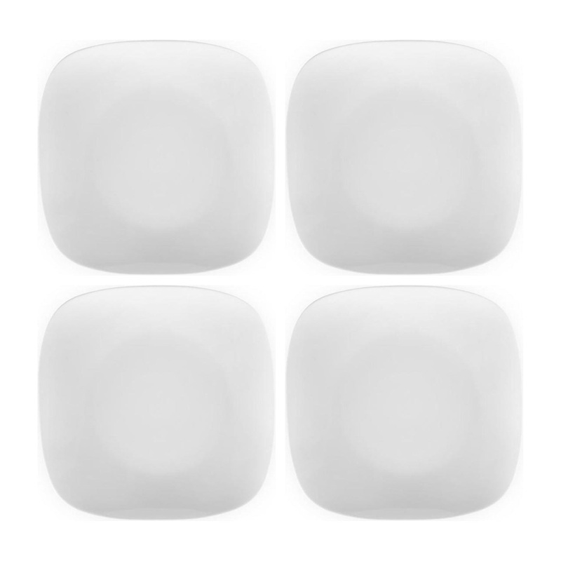 Porcelain Mimoza 10″ x 10″ Square White Porcelain Plate (Set of 4)