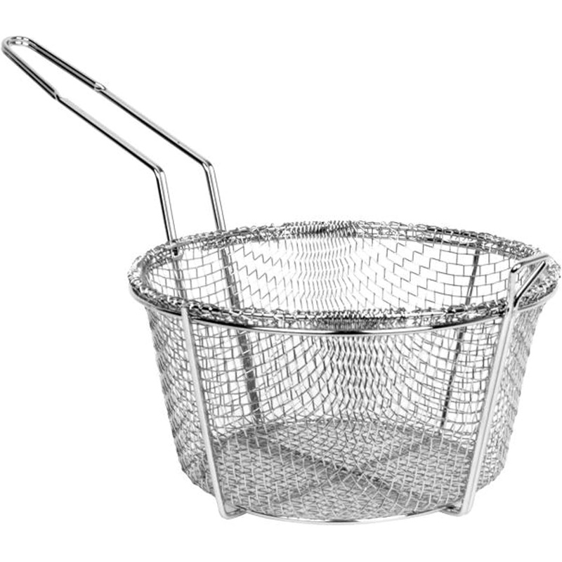 Round Fry Basket Heavy Duty Nickel Plated Iron – Deep Fry Basket Frying Multifunctional Fryer Round Food Strainer for Restaurant Kitchen Frying Chips Fish Sausages