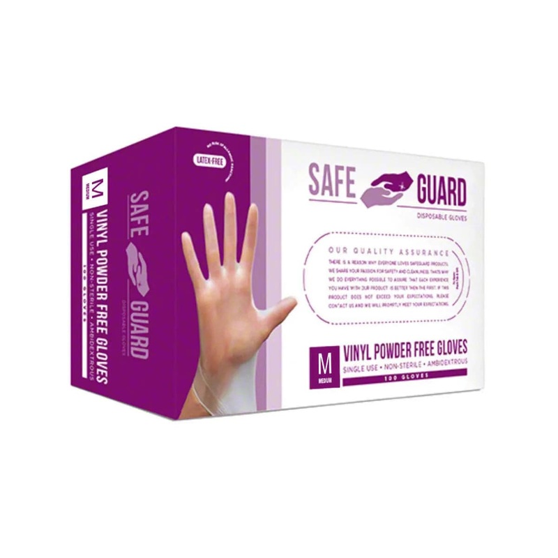 Safeguard Vinyl Disposable Gloves (Box of 100) – Medium