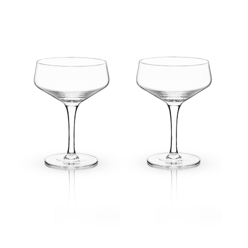 Angled Crystal Coupe Glasses, Set of 2