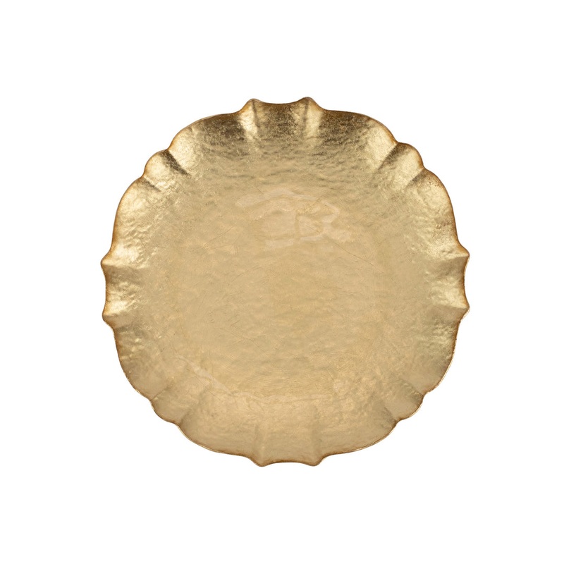 Baroque Glass Gold Salad Plates, Set/4