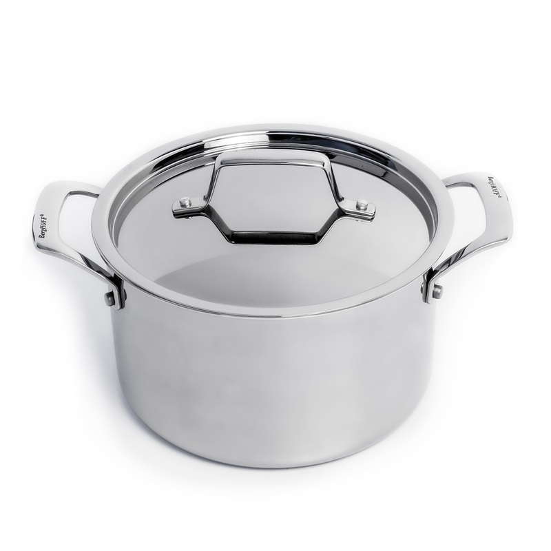 BergHOFF Professional Tri-Ply 18/10 Stainless Steel 8″ Stockpot with SS Lid, 4qt.