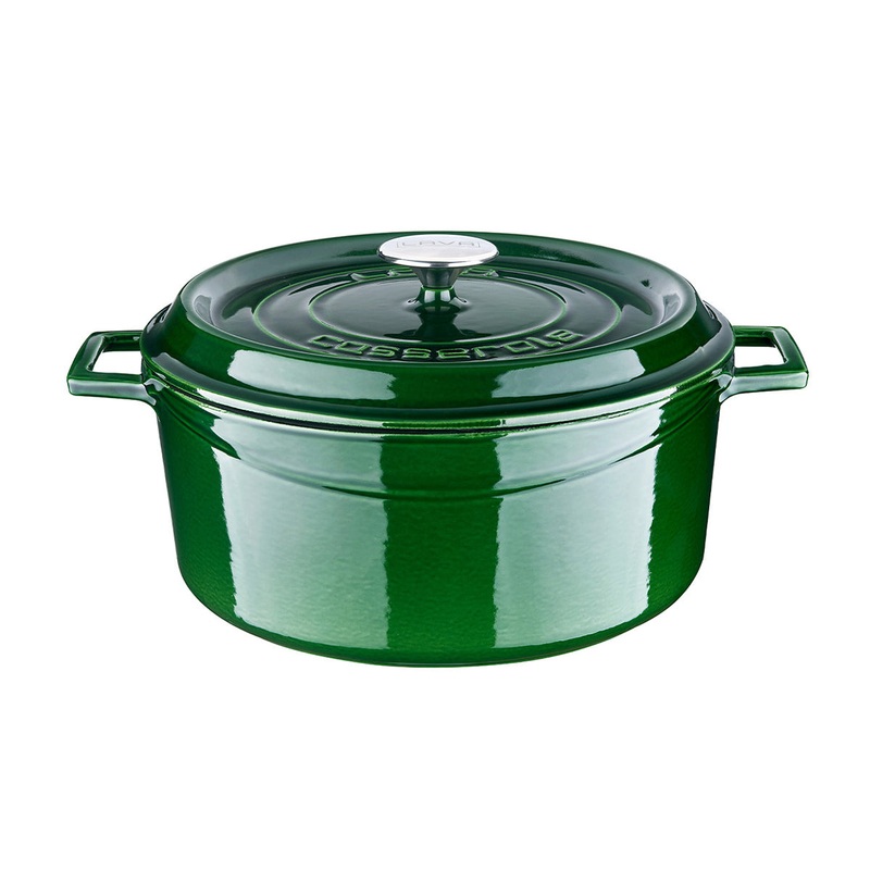 Cast Iron dia.11″ h:5″ 7 qt. Round Green Cast Iron Dutch Oven