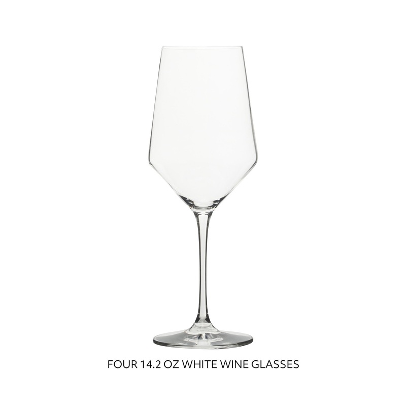 Sur La Table Kitchen Essentials Crystal Clear 14 OZ 4 Pack All Purpose White Wine Glass With Modern Curve Silhouette
