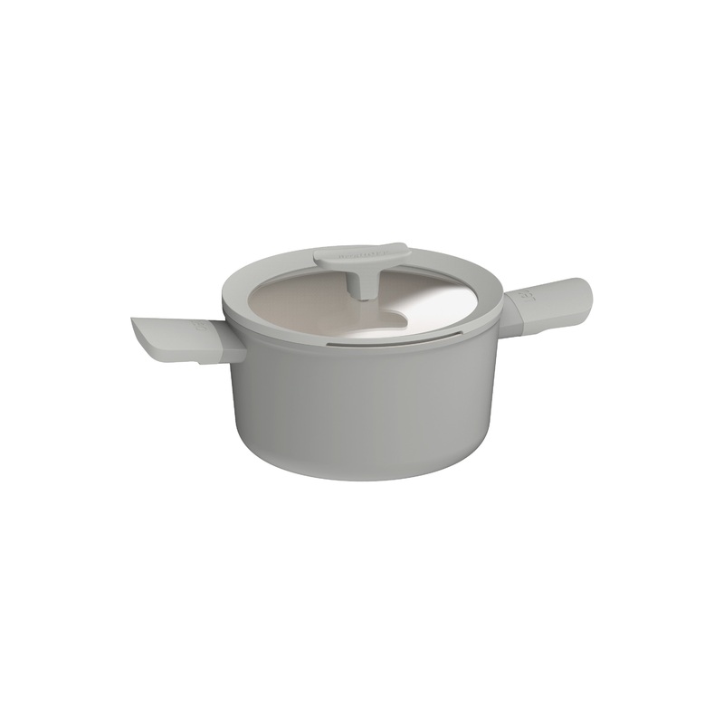 BergHOFF Balance Nonstick Ceramic Stockpot 8″, 3.3qt. With Glass Lid, Recycled Aluminum, Moonmist