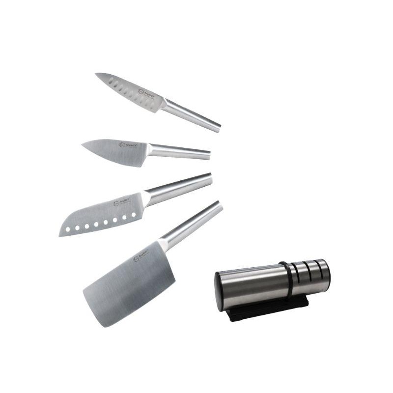 BergHOFF Straight 5pc 18/10 Stainless Steel Specialty Knife Set with 3-in-1 Sharpener