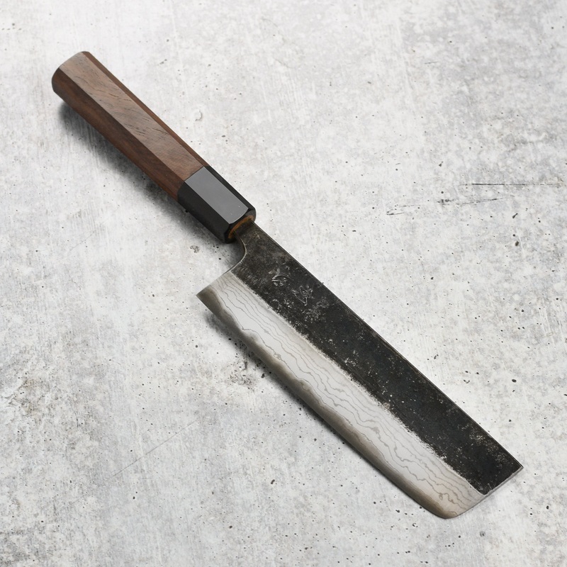 Hatsukokoro Kumokage Aogami #2 Kurouchi Damascus 6.5″ Nakiri