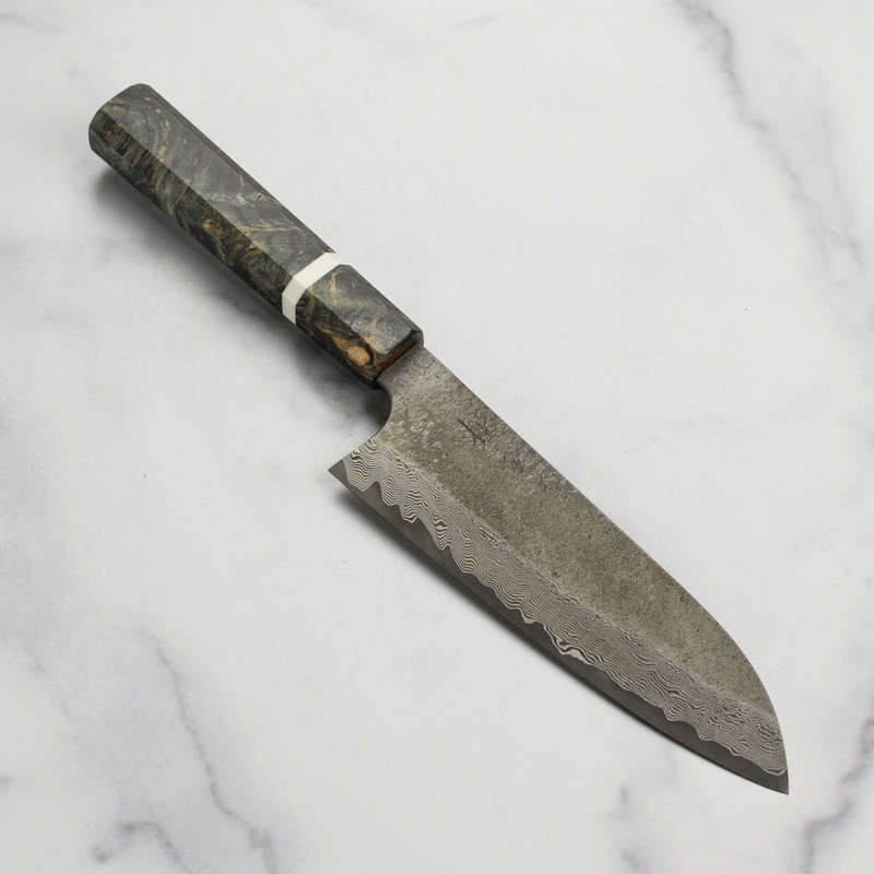 Nigara Ginsan Kurozome Damascus 7″ Santoku