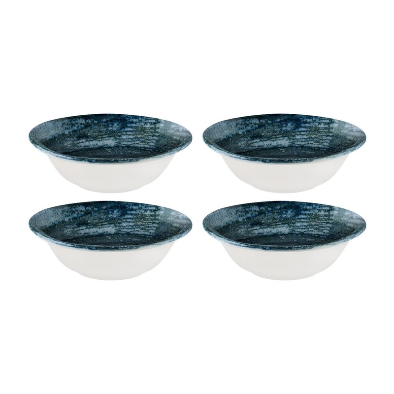 Patera Denim dia.6.25″ h:2″ 13 oz. Round Decorated Porcelain Bowl (Set of 4)