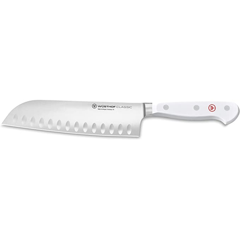 Wusthof Classic White – 7″ Santoku Knife w/Hollow Edge